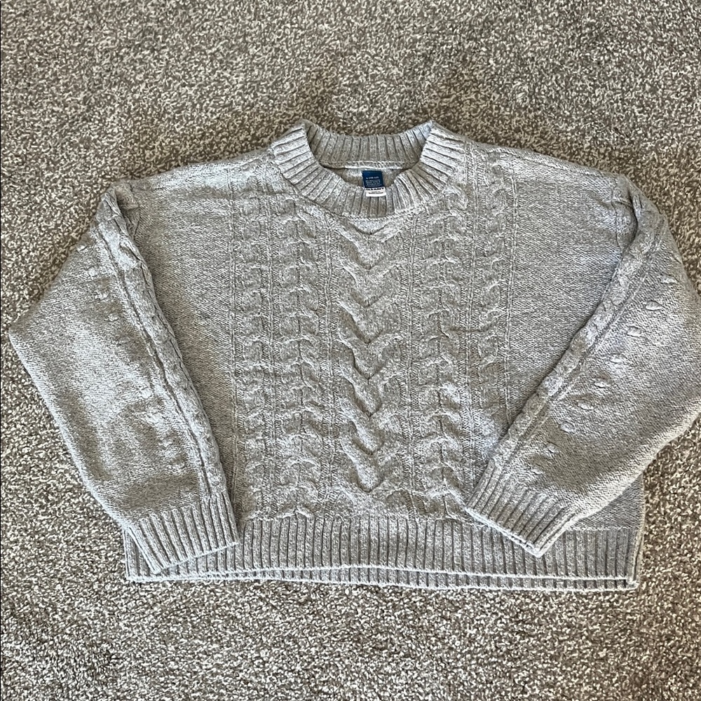Old Navy Girls Gray Cable Knit Sweater
